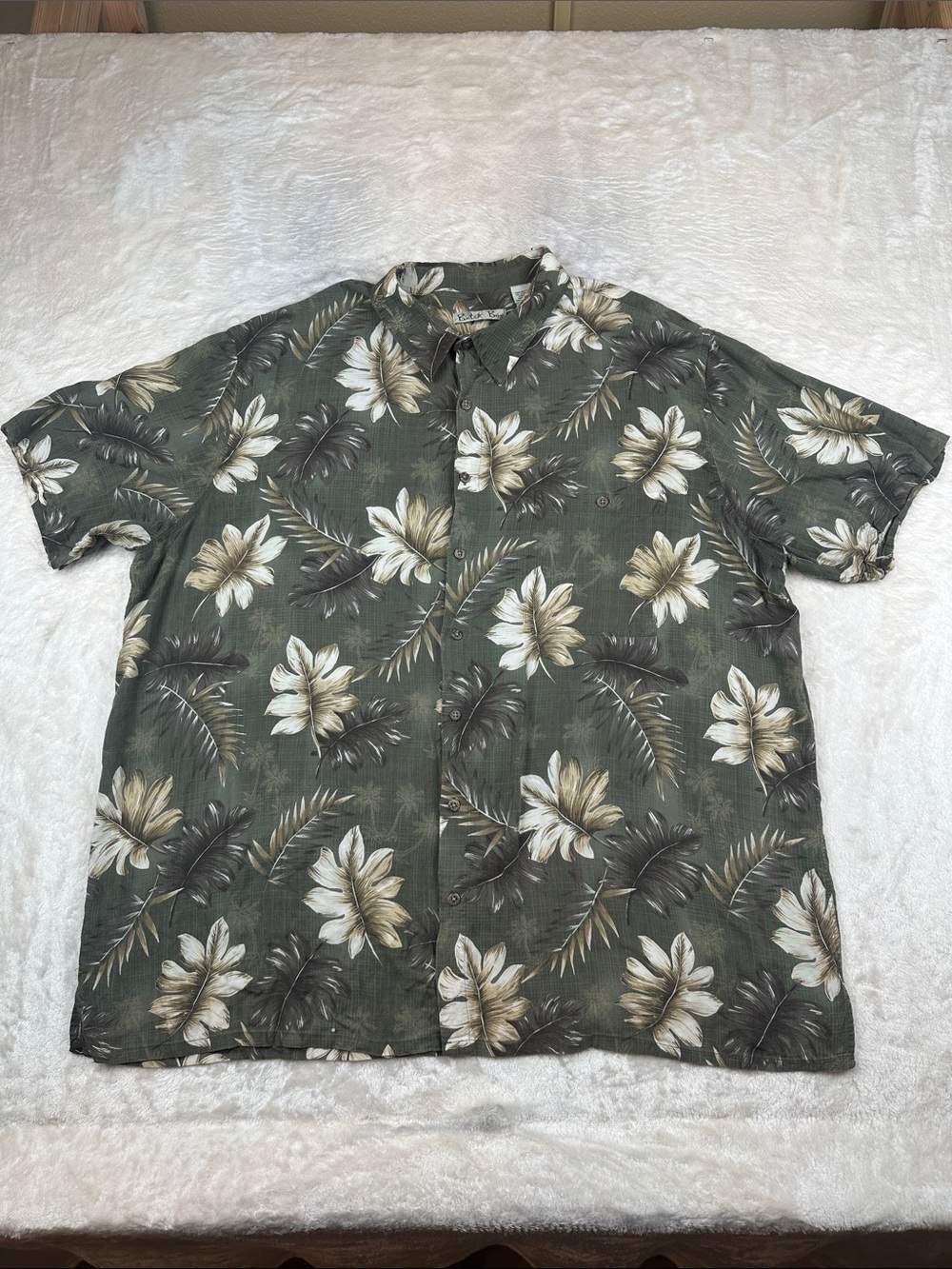 Batik Bay Hawaiian Shirt Mens 3XLT Big Tall Rayon Floral Aloha Tropical Green